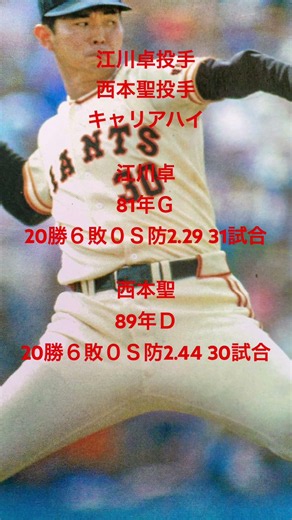 江川卓投手・西本聖投手 キャリアハイ