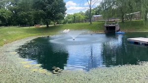 Pond Fountain Aerator 1HP 110V 750W - pond fountain- pond aerator 15,000 GPM - Includes 100-foot Power Cord - Features Tow Rope Steel Anchoring Pin Timer - Suitable for Ponds and Lakes