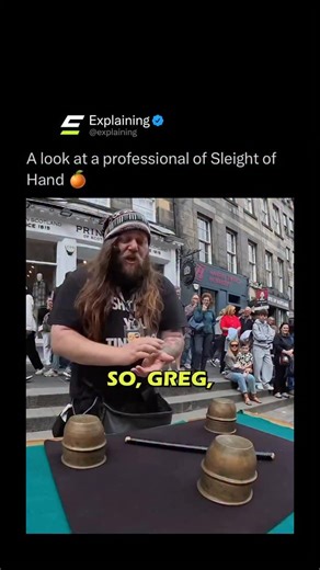 Explaining on Instagram: "JUST WAIT FOR THE ORANGE 😭😭 Sleight of hand is the art of using quick, precise movements to secretly manipulate objects — usually in magic tricks or pickpocketing — without the audience noticing. 🎩✨ It relies on distraction, timing, and muscle control, letting the performer make coins vanish, cards appear, or objects switch places right before your eyes. 💨 The real magic isn’t in the props — it’s in the performer’s ability to control where you look and what you beli