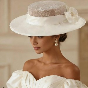 Vintage Bridal Hat, Lace Floral Brimmed Hat for Bride - Etsy