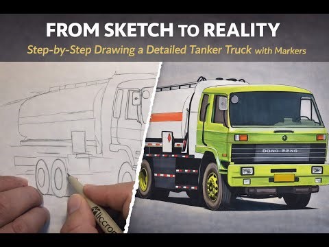 From Sketch to Reality How to Draw a Detailed Tanker Truck Step by Step