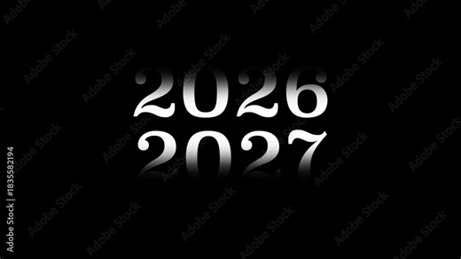 nimation of years counter spinning from 2000 to 2026, smooth transition, white numbers on black background, timeline effect, useful for history, decades or time progression concepts