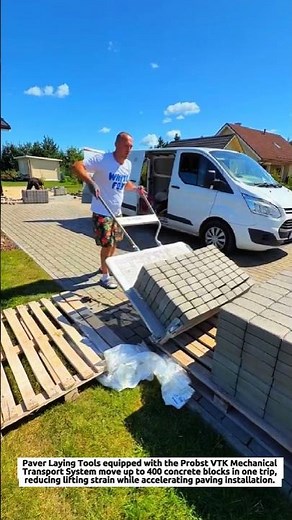 Paver Laying Tools Install 400 Concrete Blocks Faster with Probst VTK Mechanical Transport System