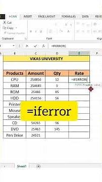 Excel में #Div/0 Error को remove करना सीखें iferror formula से | #excel #shorts #exceltutorial