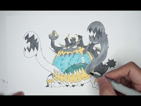 How to Draw Pokemon No. 799 Guzzlord (UB-05 Glutton) アクジキング