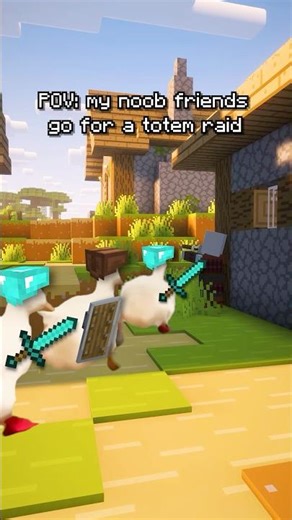 noob friends raid totem #minecraft #shorts #memes