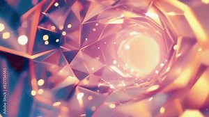 Tunnel effect with geometric shapes, pulling the viewer into a gradient vortex, 4K lights background High-Quality Animation Video