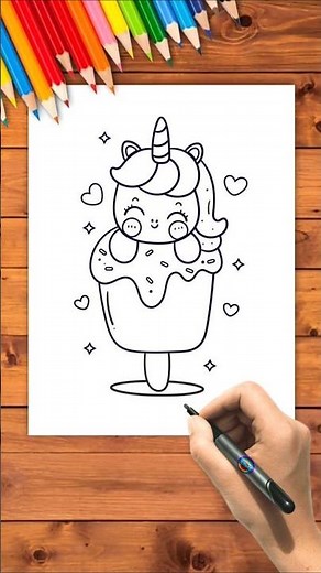 How to Draw Cute Unicorn Ice Cream Drawing 🦄🍦 | Easy Drawing & Coloring for Kids