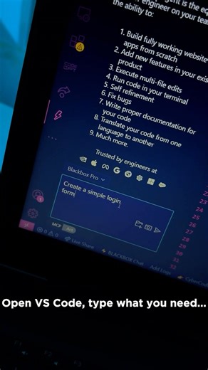 Ankit Dungawat on Instagram: "Imagine sitting down to code. You open VS Code, ready to build something amazing. But instead of spending hours searching for the right syntax or fixing errors, you just type what you need—and like magic, BLACKBOXAI Agent writes the perfect code for you. Need a login form? Just say it. Want a better UI with animations? Just ask. Fix bugs, refactor code, and even chat with your entire codebase—all inside VS Code! Here’s how it works: 1️⃣ Open VS Code 2️⃣ Install BLAC