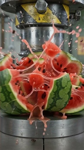 Hydraulic Press vs Watermelon 🍉💥 Satisfying AI Crush #aishorts #aicrash #crushing