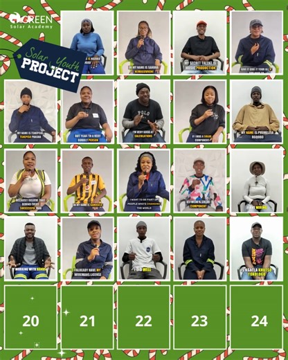 Behind Door Number 20 🚪 is ... Crescelda Mnguni. If you want to host this candidate for a 10-month internship as part of their year-long solar training programme - stipend already secured - contact Tsakani on info@solar-training.org. Life Choices @lifechoicesza #24DaysofInterns #youthtraining #solaryouthproject #solartraining #justenergytransition | GREEN Solar Academy