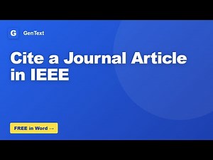 How to Cite a Journal Article in IEEE