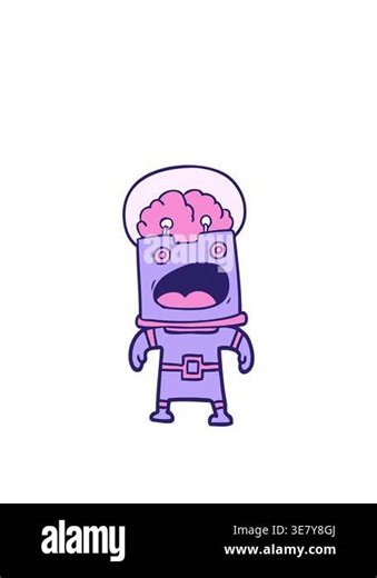 stretching up animation of cartoon drawing robot Stock Video Footage - Alamy