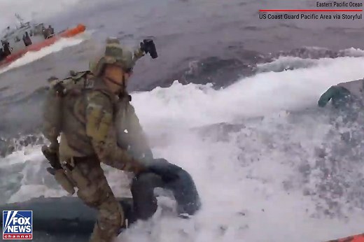 2.1M views · 18K reactions | INTENSE: Watch as members of the U.S. Coast Guard leap onto a fleeing semi-submersible vessel in order to apprehend drug smugglers carrying 17,000 pounds of cocaine with an estimated street value of $232 million, according to authorities. https://fxn.ws/2GaHKzO | Fox News | Facebook