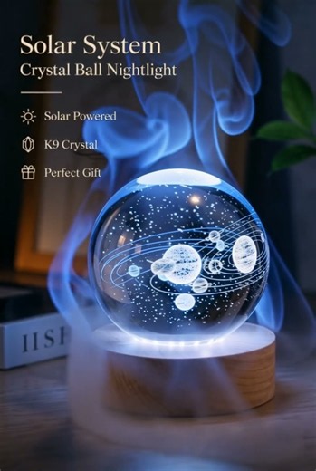 🌌 Solar System Crystal Ball Night Light