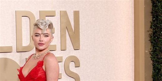 Florence Pugh Wears a Custom Valentino Dress to the 2024 Golden Globes