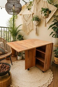 Drop Leaf Table With Shelves, Multifunctional Foldable Table, Folding Kitchen Table, Foldable Dining Table, Portable Balcony Table - Etsy