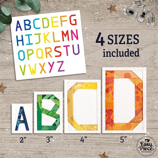 4 SIZES! – Uppercase Alphabet FPP Quilt Block Patterns in 2, 3, 4, 5 Inches. - Etsy