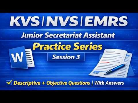 KVS NVS EMRS JSA Tier-2 | Practice Series | Session 3 | Descriptive & Objective | PDF Notes