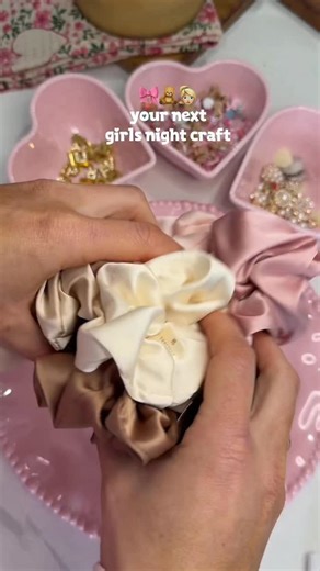 Your next girls night craft 👱🏼‍♀️🧸🎀 so easy to do & you can personalize with any charms you’d like 💝 Follow @kimberlyj_king for more easy DIYS and comment SCRUNCHIE for links 🎀 *be sure you’re following so the DM goes through! #craftideas #girlsnight #galentines #easydiy #craftnight easy diy bedazzle scrunchie cute girls night craft idea birthday party DIY tween teen fun | Kimberly Jester King