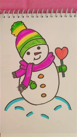 step by step snowman drawing | easy snowman drawing | snowman #trending #shorts #snowman #ytshorts