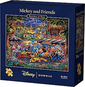 Mickey & Friends Painting in Paris, Disney Dowdle Puzzle, 500 Piece Jigsaw Puzzle for Adults