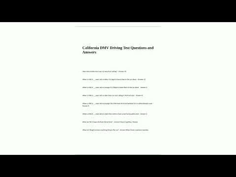 California DMV Driving Test Questions and Answers6