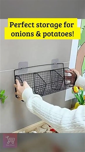 Small Kitchen Storage Hack 🥔✨ 3 Grid Hanging Vegetable Rack