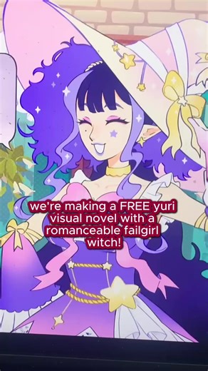 in Witch You Want, work for a failgirl witch who owns the worst potion shop in town! create your own character, make potions for customers, and fall in love with this silly little witch. you can wishlist the game on Steam, and it'll release this February for free! 🧪 💫 || #indiegamedeveloper #sapphicreads #steamgamestoplay #visualnovelgames #romancegame #himejoshi #charactercustomization #interactivefiction #yurianimegirls