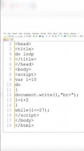 Do loop/Javascript.#html #notepad #basic#trending#like#subscribe#coding#shorts#learning#javascript