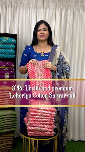 DSR RAGGNE on Instagram: "Christmas and new year special offer sale 3 pc unstitched Premium leheriya cotton salwar suit Original Price - 899+$ Offer price - 699+$ Dispatch details - Ready to dispatch Top- 2.5 mtr Bottom - 2 mtr Duppatta- 2.5 mtr Wash care - Mild shampoo Wash or shadow drying Note: There Might be slight variations in the actual Colour of the product due to different screen Resolution Booking No: Shalini- 7305626399 Kousalya - 6374441254 Sasi- 9653484447 Kavya -9443143352 WhatsApp