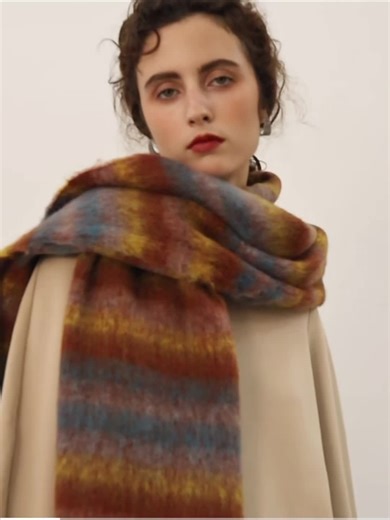 video, Women's Colorblock Striped Print Tassel Decor Scarf, Fashionable Soft Warm Shawl for Fall & Winter, Casual Versatile Scarf for Women & Men