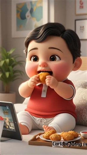 Cute Baby Eating Chicken Pakoda/#shorts #cartoonfunnyai #chickenpakoda