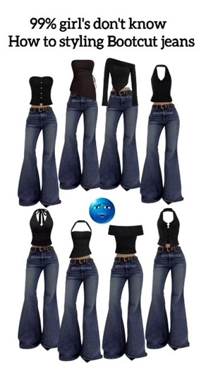 how to styling Bootcut jeans 😳💗#bootcutjeans #jeans #style #tops #korean