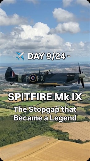 ✈️ Day 9 - Spitfire Mk IX: the stopgap that became a legend The Spitfire that saved the day - and trained today’s new pilots ❤️🙌 (Yes… most 2-seat Spits started life as Mk IXs 👇) Britain’s rapid answer to the shock arrival of the Fw 190 ⚠️ A Mk V re-engined with the two-stage Merlin 61 - the “temporary fix” that became one of WW2’s greatest 🔥 It stayed in production long after planned, forming Fighter Command’s backbone 💪 🔥 Upgrades • Longer nose intercooler (Merlin 61/63/66/70) • 4-blade p
