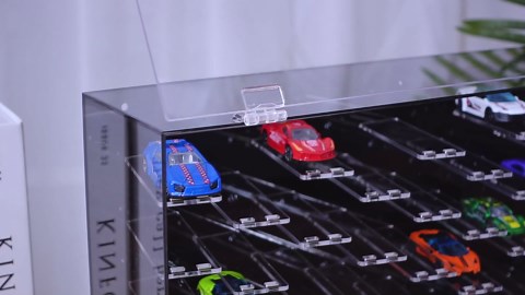 Briwooody 1/64 Diecast Display Case Acrylic Model Car Diecast Display Case Vertical and Wall Mounted 2 in 1 Rack Storage Cabinet Shelf Accommodate to 66 Model Cars (Black, 21.7 x 11.8 x 4.6 Inches)