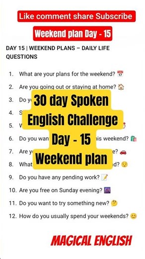 30 day Spoken English Challenge Day - 15 Weekend plan