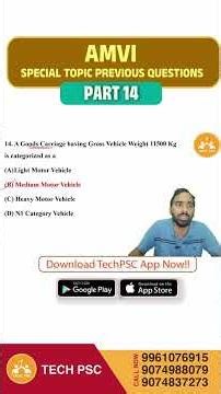 Assistant Motor Vehicle Inspector | AMVI | Previous Year Question | Special topic Part 14