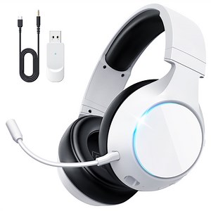 2.4GHz Wireless Gaming Headset for PC, PS5, PS4, Switch, Mac, USB Over Ear Gaming Headphones with ENC Noise Canceling Microphone, Bluetooth 5.3, 60H Battery, 3.5mm Wired for Controller