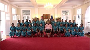 Fiji's President, His Excellency Ratu Wiliame Maivalili Katonivere received a presentation of i-Tatau from the Fiji Delegation to the Melanesian Arts & Culture Festival 2023 that will be held in Port Vila, Vanuatu (14/07/23 - State House, Suva) | Fiji Government