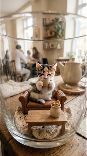 The coziest teacup kitten you’ll ever see ☕️🐈