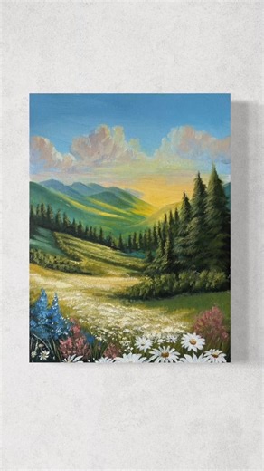 MAY Art | How to Paint a Peaceful Mountain Meadow | Acrylic Landscape Painting Tutorial Credit: Acrylic Skills (Youtube) | Instagram