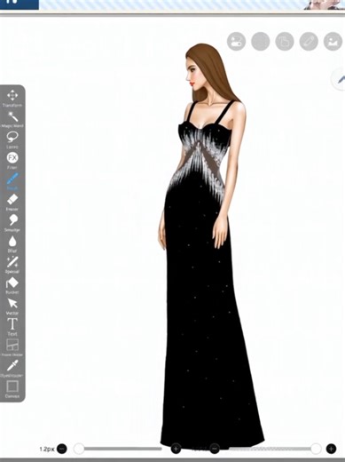 Elegant Dress Drawing Tutorial with Ibis Paint X