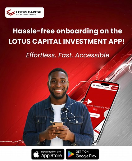 Say Goodbye to paper hassles, onboard in minutes on the Lotus Capital App. Download today to get started: https://www.onelink.to/37urea #relaunchedapp #mobileapp #LotusCapital #HalalWealth #SustainableWealth | Lotus Capital Ltd