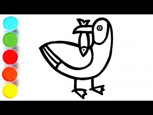 Seagull Drawing, Painting and Coloring for Kids & Toddlers | Easy Animal Drawings