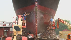 The haul to restore the hull, in Mystic work on the Charles W. Morgan begins
