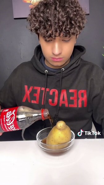 Creative Potato and Coca-Cola Experiment in a Bowl