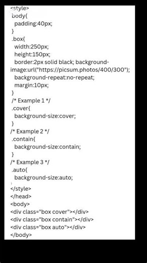 How to set background image size in CSS #100daysofcode #summercamp #css #html #codelife #viralshort