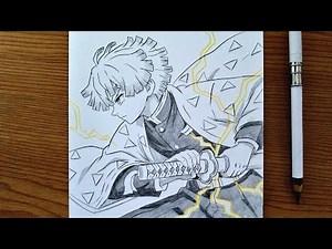 How To Draw Zenitsu First Form Thunderclap And Flash || Demon Slayer Drawing Tutorial
