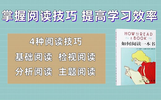 5分钟拆解《如何阅读一本书》，掌握4种阅读技能，提高理解力